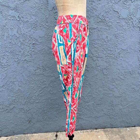 Vintage Surf Pants in medium with Abstract Neon Pattern Women beach surfer - Picture 6 of 7